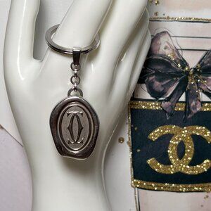 Authentic Cartier Double C De Logo-embossed Stainless-steel Keyring